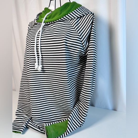 Double Hooded Striped Hoodie  NWOT Sz Small - Picture 2 of 7